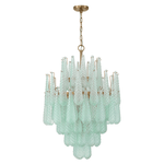 Ollie Drop Chandelier — Textured Glass Teardrop Pendant Light in Gold
