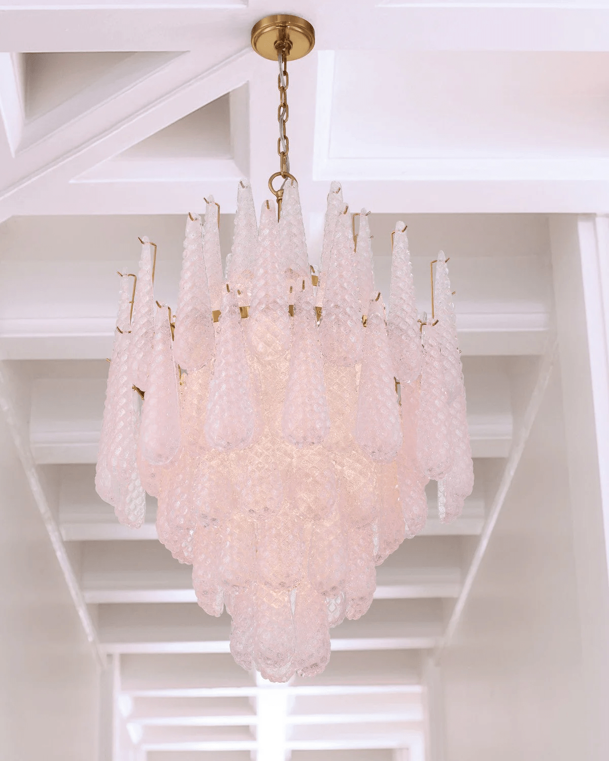 Ollie Drop Chandelier — Textured Glass Teardrop Pendant Light in Gold