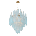 Ollie Drop Chandelier — Textured Glass Teardrop Pendant Light in Gold