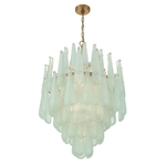 Ollie Drop Chandelier — Textured Glass Teardrop Pendant Light in Gold