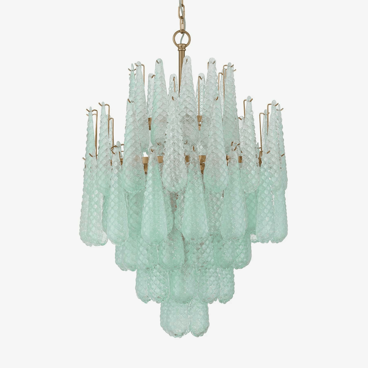 Ollie Drop Chandelier — Textured Glass Teardrop Pendant Light in Gold