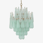 Ollie Drop Chandelier — Textured Glass Teardrop Pendant Light in Gold