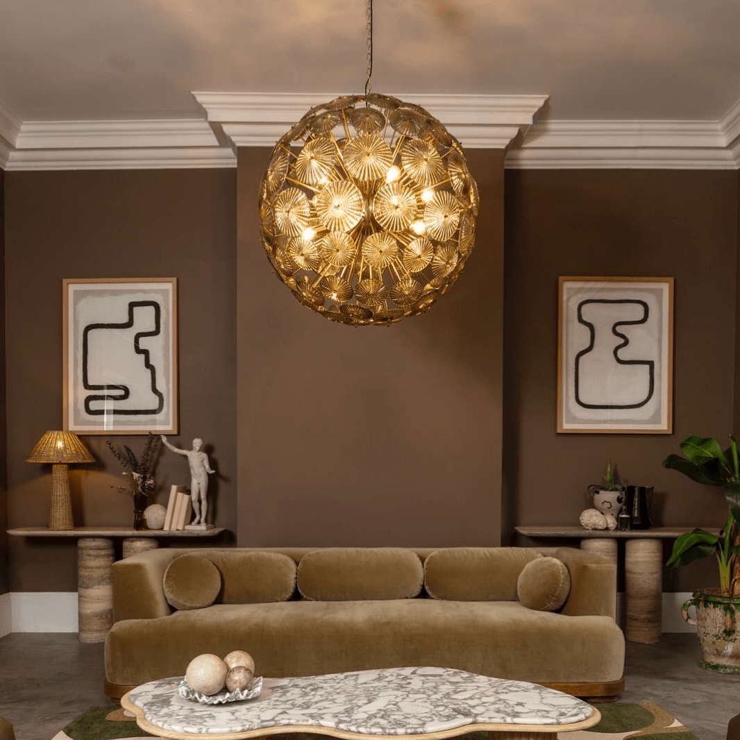 Vicenza Sputnik Chandelier — Modern Glass & Gold Designer Ceiling Light