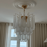 Viola Drop Chandelier – Hand-Blown Murano Glass Pendant Light in Gold Finish