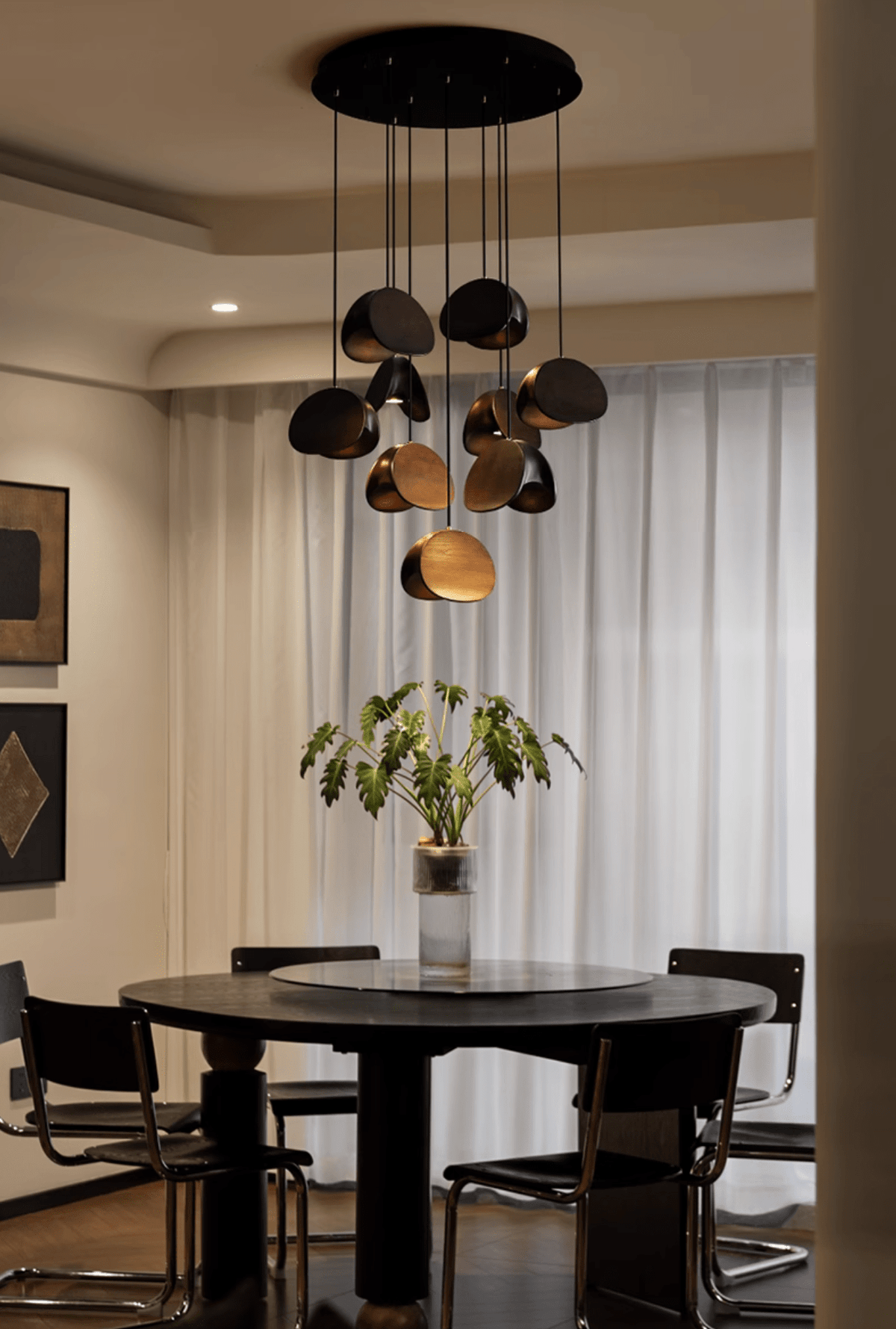 Orbit Fold Wood Pendant Light – Modern Nordic LED Hanging Lamp for Dining and Kitchen