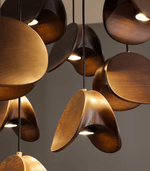 Orbit Fold Wood Pendant Light – Modern Nordic LED Hanging Lamp for Dining and Kitchen