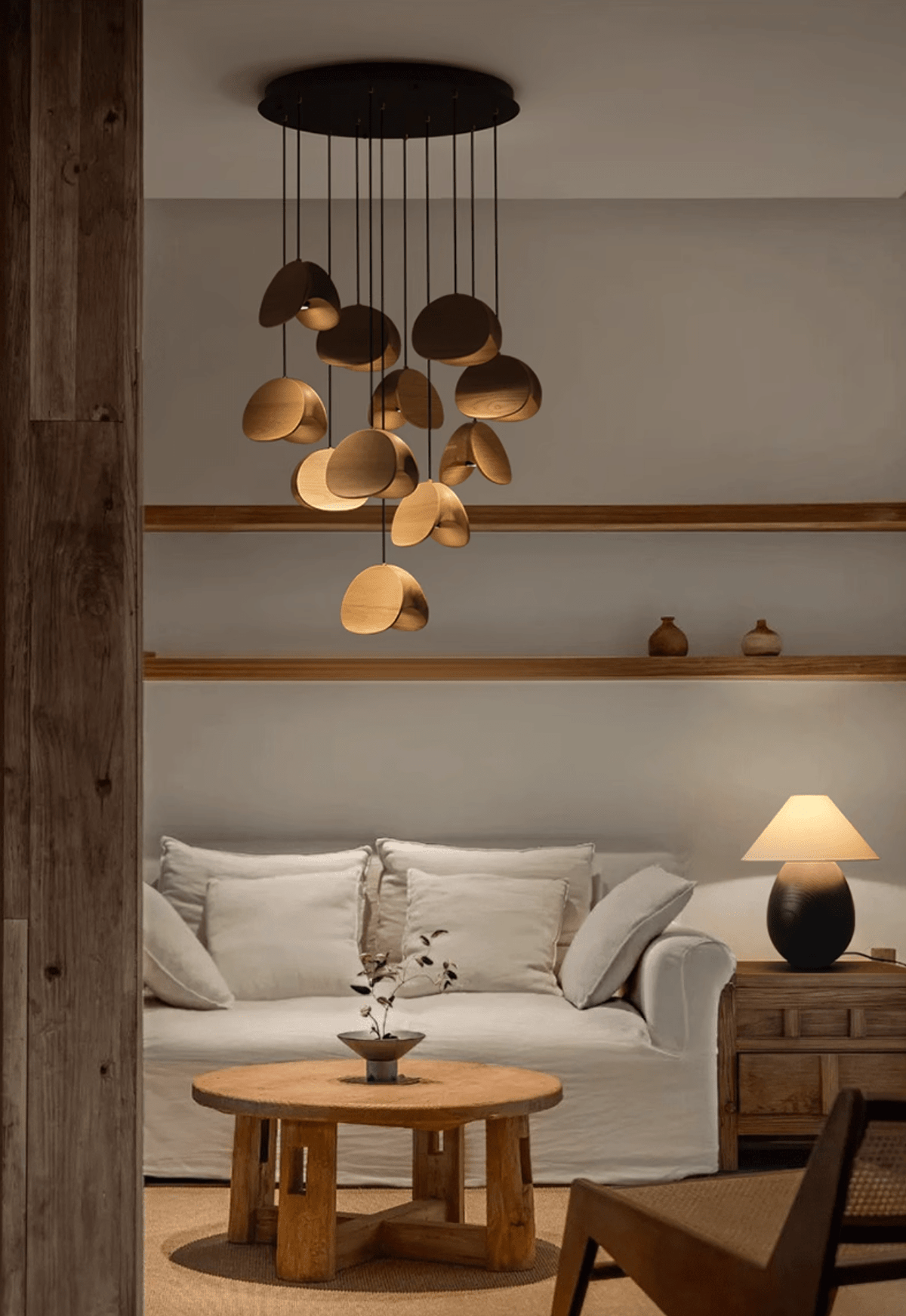 Orbit Fold Wood Pendant Light – Modern Nordic LED Hanging Lamp for Dining and Kitchen