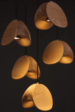 Orbit Fold Wood Pendant Light – Modern Nordic LED Hanging Lamp for Dining and Kitchen