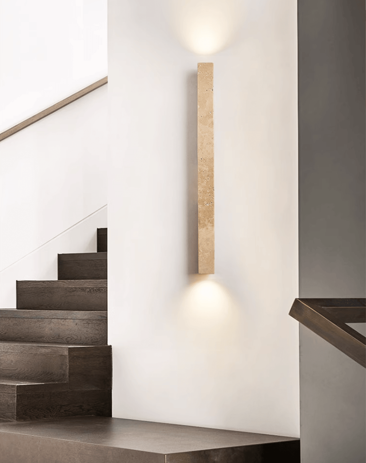 Travertine Column Wall Sconce in Yellow Travertine