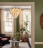 Lunara White Glass Chandelier – Modern Murano-Inspired Pendant Light for Dining Room and Living Room