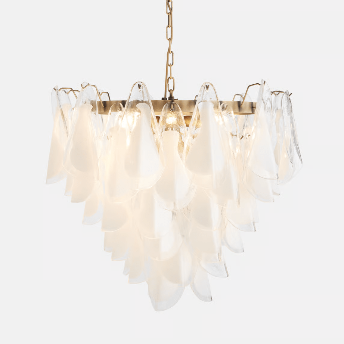 Lunara White Glass Chandelier – Modern Murano-Inspired Pendant Light for Dining Room and Living Room