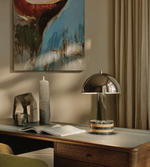 Luno Chrome Table Lamp with Green Marble Base – Modern Designer Desk Light