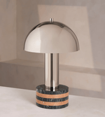 Luno Chrome Table Lamp with Green Marble Base – Modern Designer Desk Light