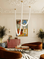 Halti Necklace Acrylic Chandelier with Gold Accents and Integrated LED