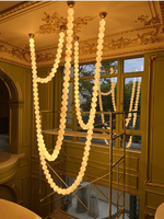 Halti Necklace Acrylic Chandelier with Gold Accents and Integrated LED