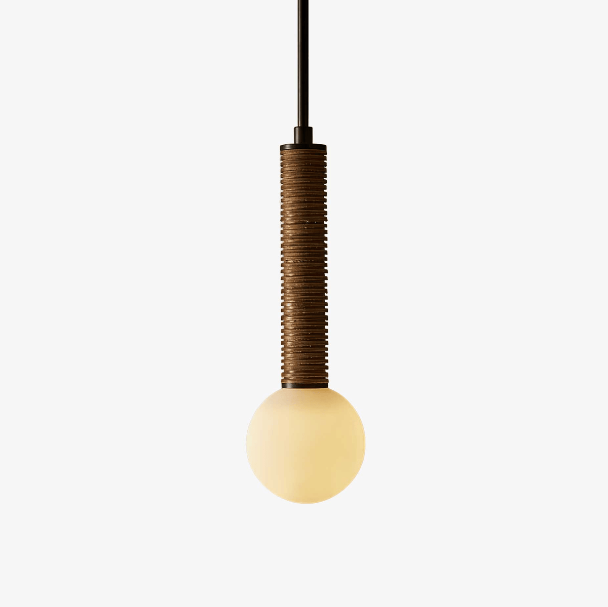 Lestro Designer Pendant Light with Leather Stem and Opal Glass Shade