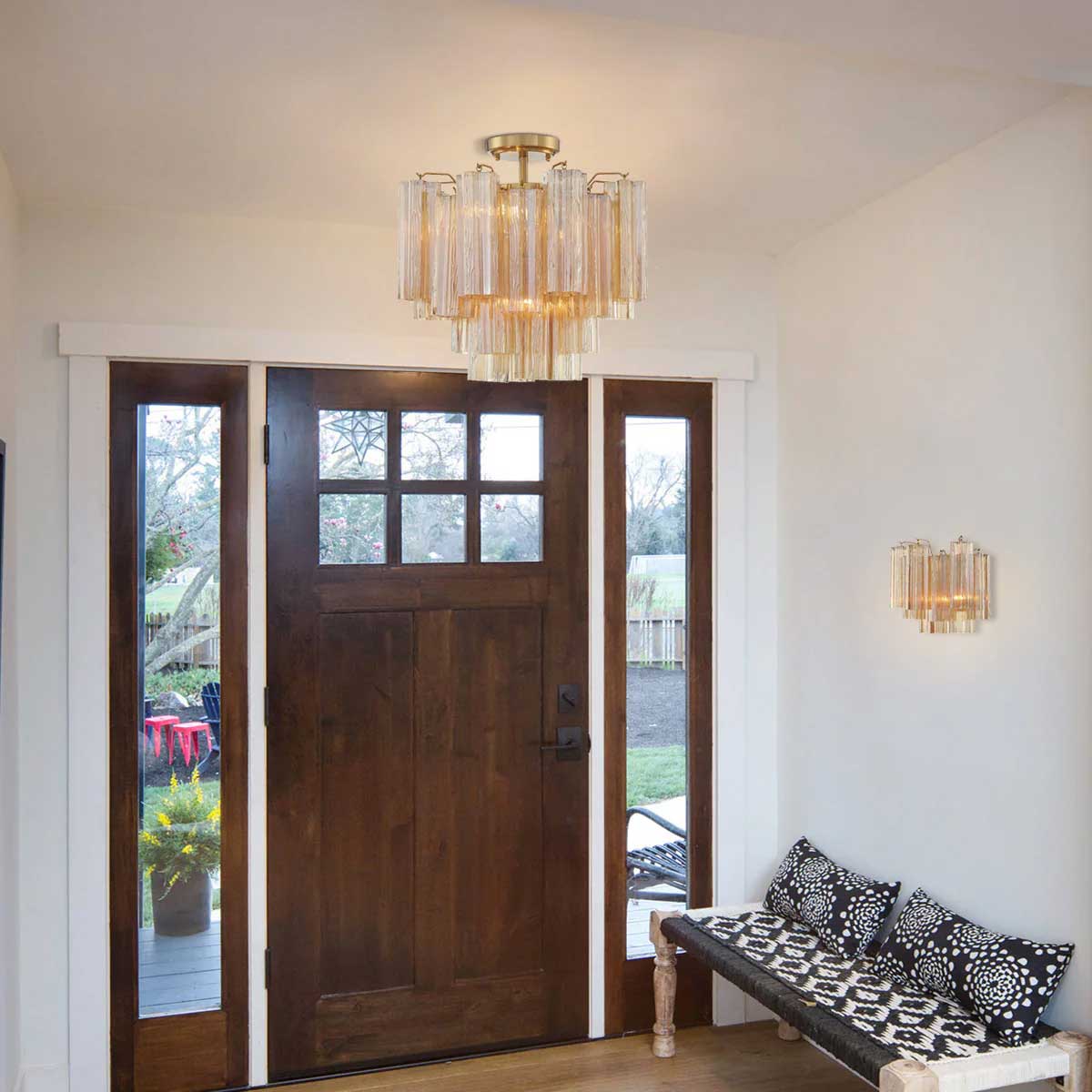 Imondo Tubular Murano Glass Ceiling Lamp in Brown