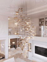 Tidal Art Glass Chandelier – Modern Cascading LED Pendant Light