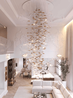 Tidal Art Glass Chandelier – Modern Cascading LED Pendant Light