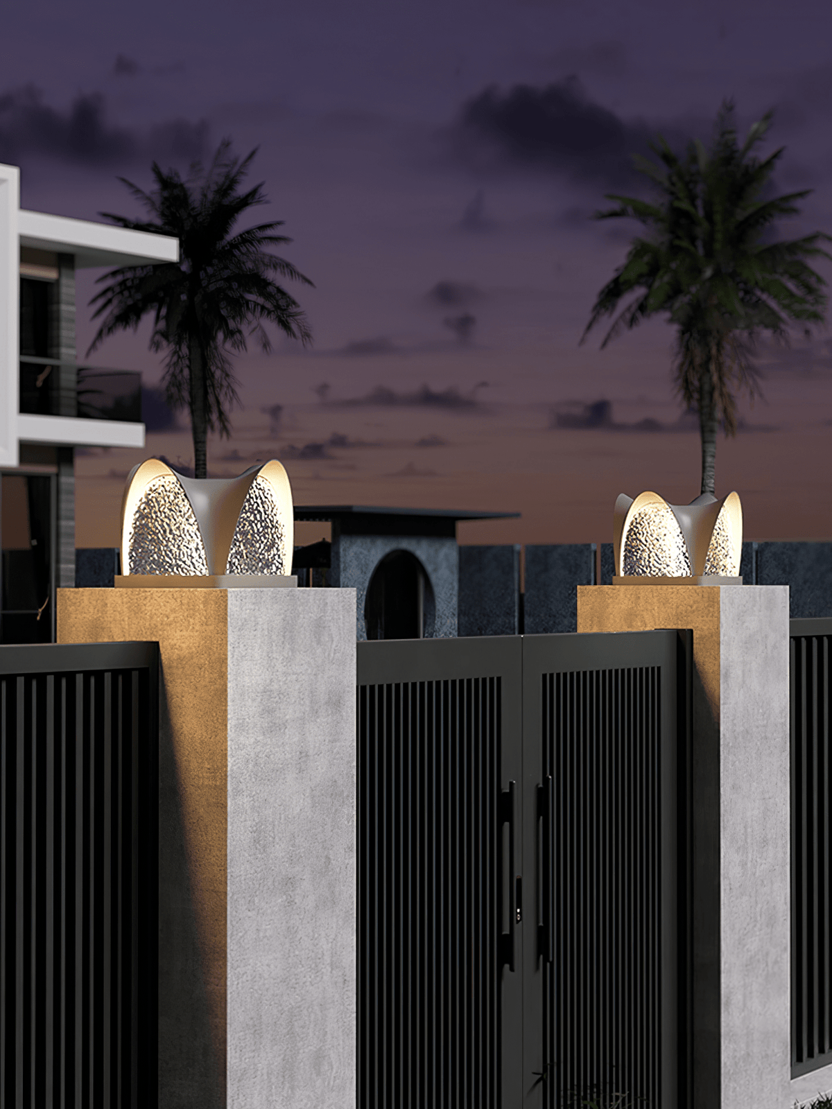 Sculptform Solar Outdoor Post Light – Modern Curved LED Garden Lamp