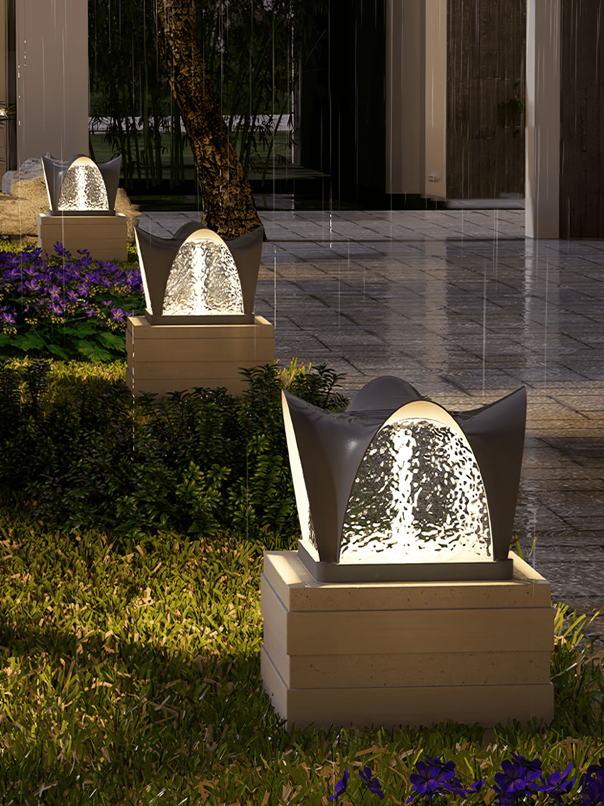 Sculptform Solar Outdoor Post Light – Modern Curved LED Garden Lamp