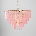 Opalora Pink Glass Chandelier | Murano-Style Gold Accent Lighting