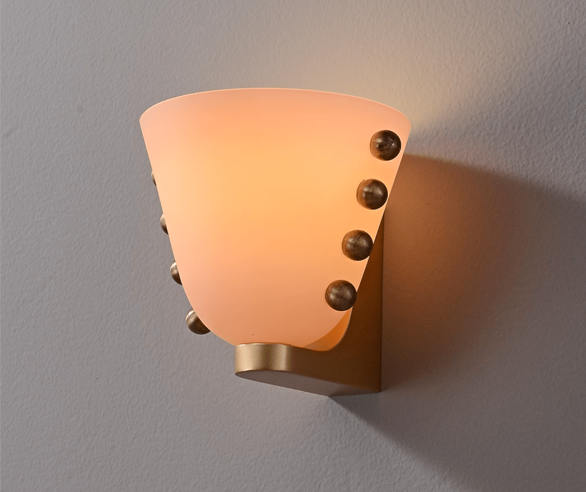 Velora Sculptural Wall Sconce in Matte Gold with Glass Shade