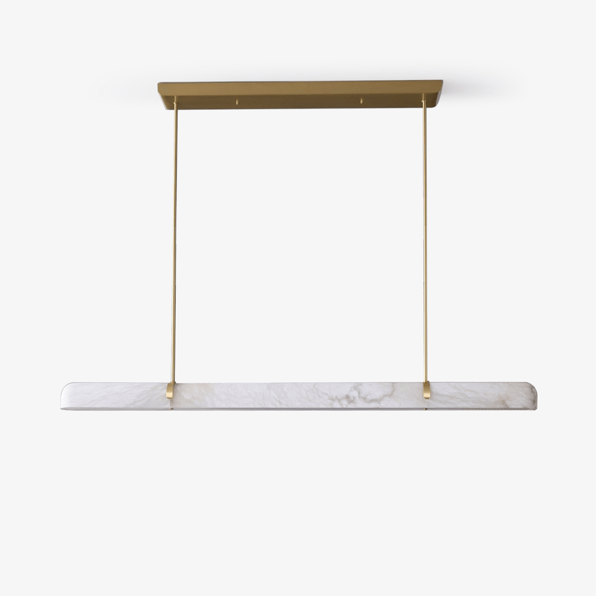 Linear Alabaster Chandelier in Brass or Black, Modern LED Pendant Light for Dining Room and Living Room