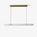 Linear Alabaster Chandelier in Brass or Black, Modern LED Pendant Light for Dining Room and Living Room