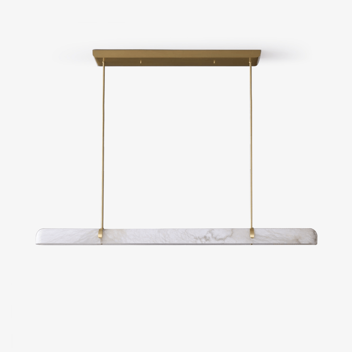 Linear Alabaster Chandelier in Brass or Black, Modern LED Pendant Light for Dining Room and Living Room
