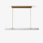 Linear Alabaster Chandelier in Brass or Black, Modern LED Pendant Light for Dining Room and Living Room