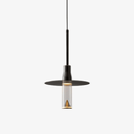 Modern Acrylic Hat Plate Pendant Light with Brass Accents