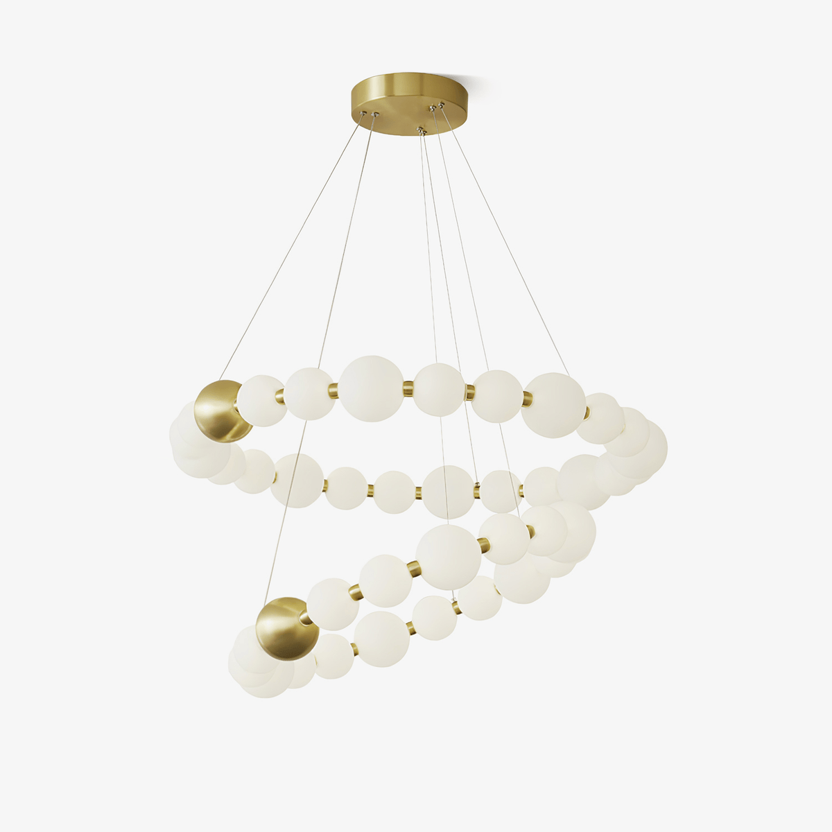 Acrylic Pearl Chandelier in Brass – Modern LED Pendant for Dining Room and Living Room