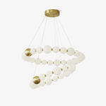 Acrylic Pearl Chandelier in Brass – Modern LED Pendant for Dining Room and Living Room