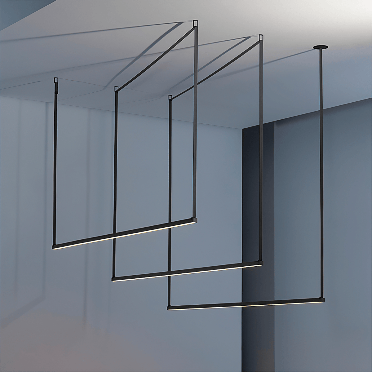 Belto Linear LED Pendant Light – Canvas Strap Suspension, Modern Minimalist