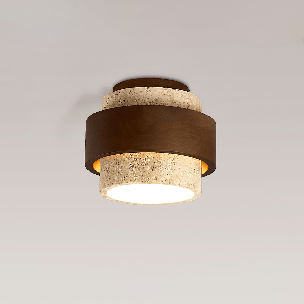 Stonova Travertine Ceiling Light in Walnut and Natural Stone