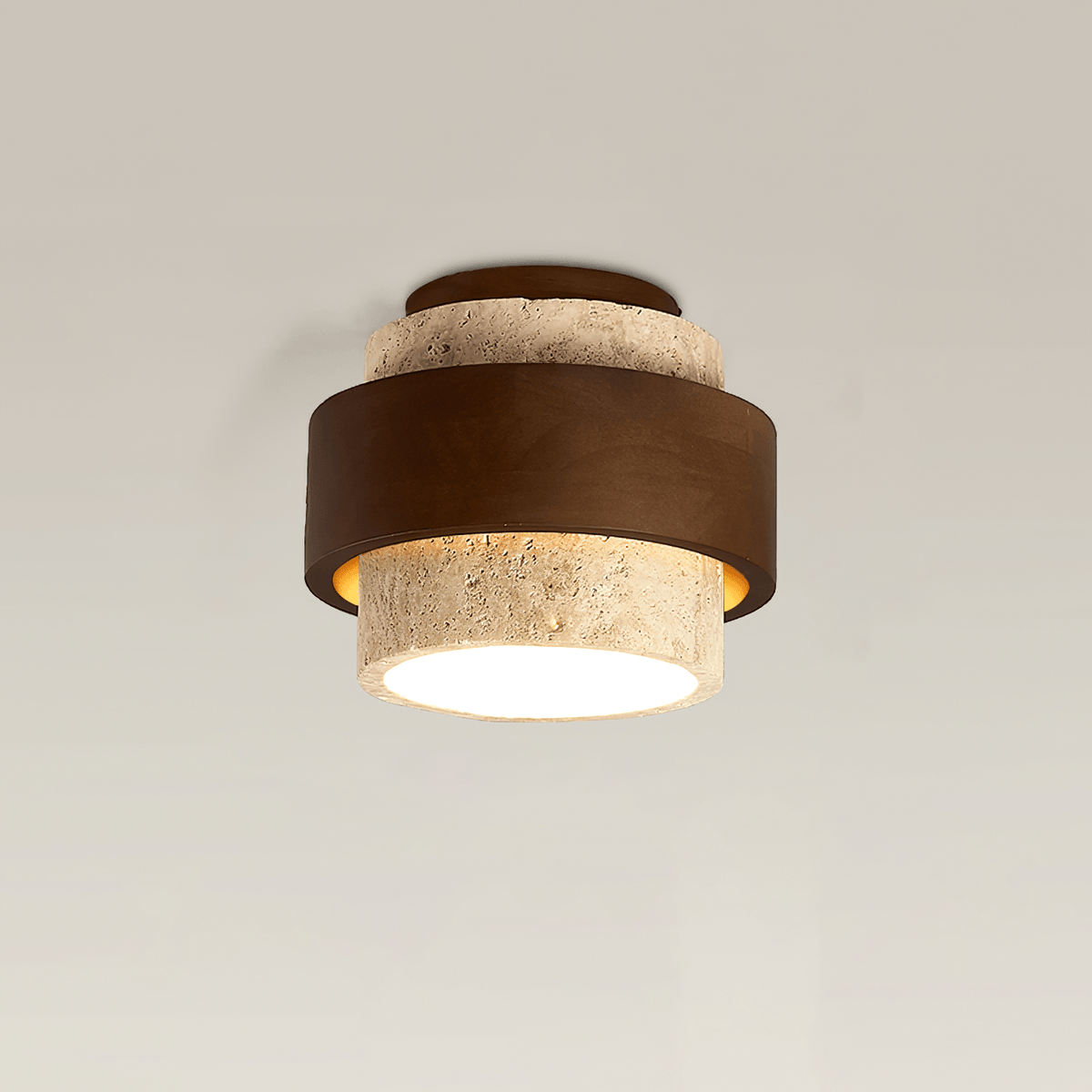 Stonova Travertine Ceiling Light in Walnut and Natural Stone
