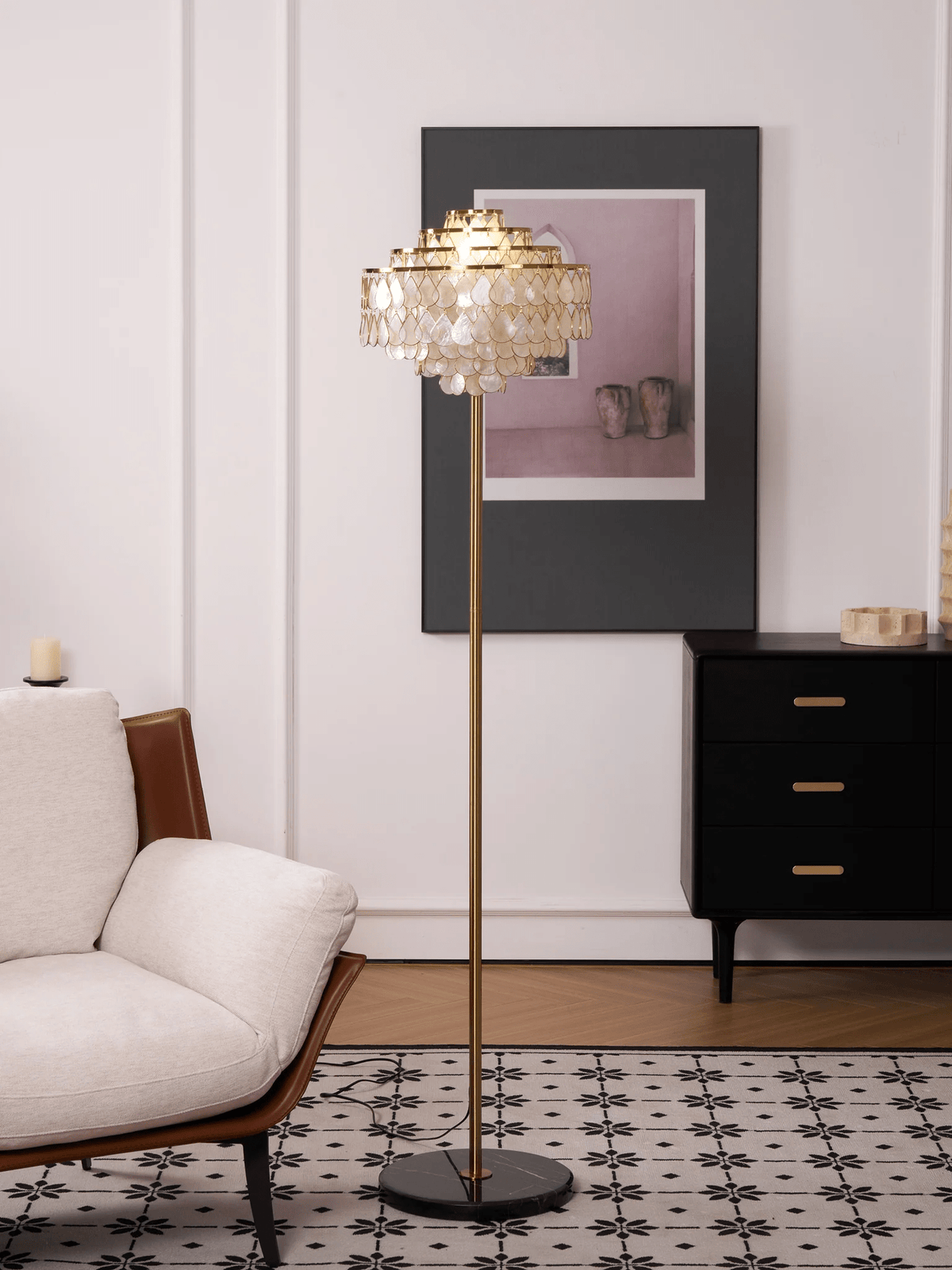 Lumière Shell Floor Lamp with Mother-of-Pearl Shade