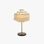 Teardrops Shell Table Lamp in Gold and Black Marble
