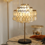 Teardrops Shell Table Lamp in Gold and Black Marble
