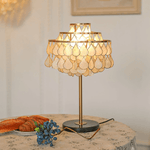 Teardrops Shell Table Lamp in Gold and Black Marble