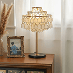 Teardrops Shell Table Lamp in Gold and Black Marble