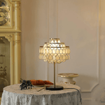Teardrops Shell Table Lamp in Gold and Black Marble