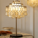 Teardrops Shell Table Lamp in Gold and Black Marble