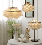 Teardrops Shell Table Lamp in Gold and Black Marble