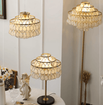 Teardrops Shell Table Lamp in Gold and Black Marble