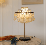 Teardrops Shell Table Lamp in Gold and Black Marble