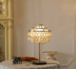 Teardrops Shell Table Lamp in Gold and Black Marble