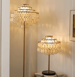 Teardrops Shell Table Lamp in Gold and Black Marble