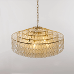 Teardrop Shell Chandelier in Gold Finish with Natural Shell Shades